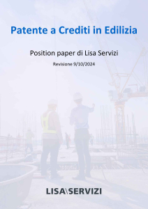 Patente a crediti in edilizia -Position Paper Lisa Servizi 